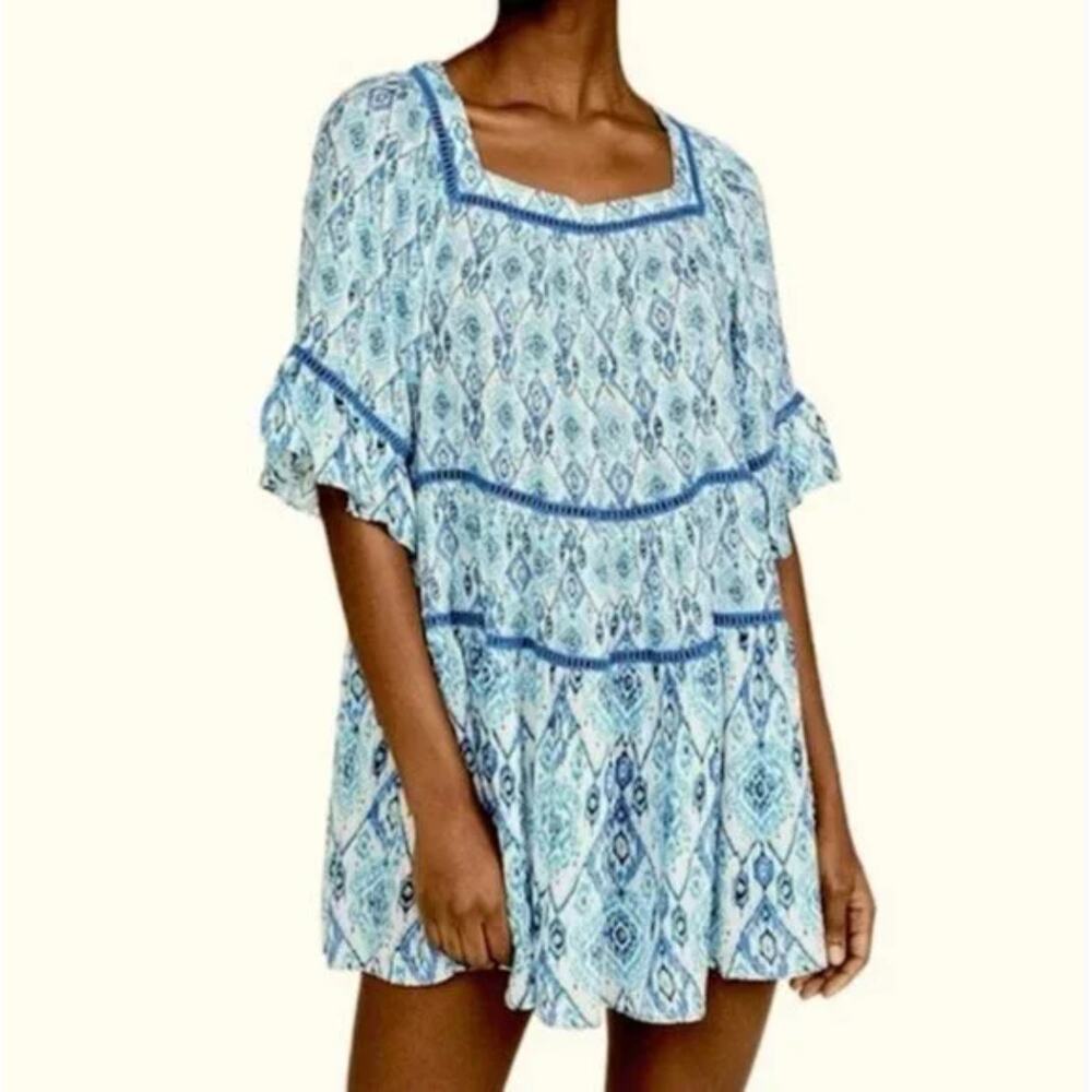 Playa Lucila Floral Mini Beach Dress Medium
